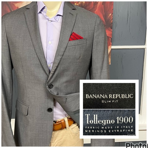 Banana Republic Blazer Jacket Sport Coat Mens 40R Slim Fit Wool Gray